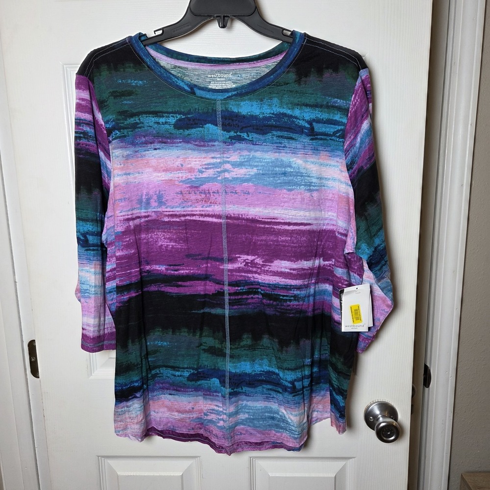 Westbound sz 2X colorful Artsy soft t-shirt top NWT relax fit casual basic fall
